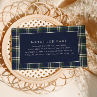 Navy & Green Polo Tartan Books for Baby Enclosure Card