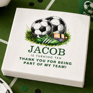 Navy green Soccer Kids Watercolor Napkin