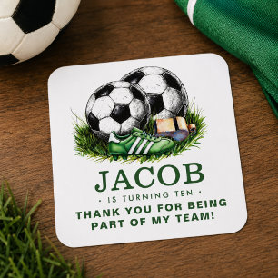 Navy green Soccer Kids Watercolor Square Sticker