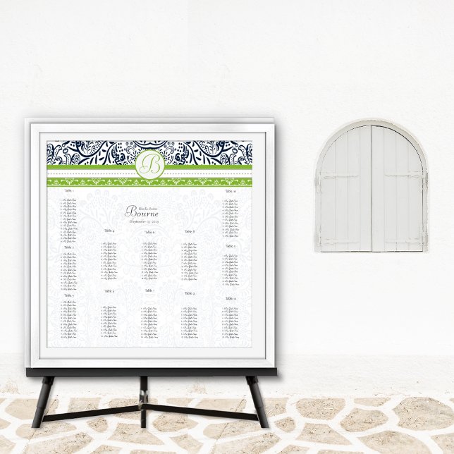 Navy & Green Wedding Seating - Do Not use template Poster (Creator Uploaded)