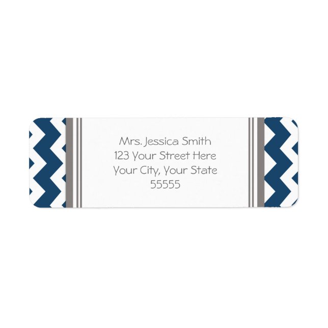 Navy Grey Chevrons Custom Return Address Labels (Front)