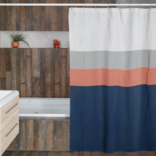 Navy and coral shower curtain discount