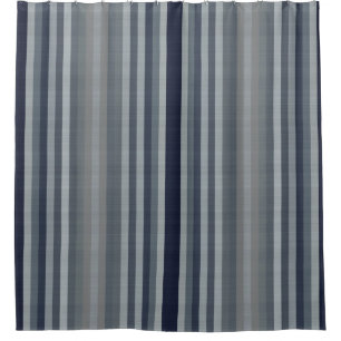 Navy Grey Grey Stripes Shower Curtain