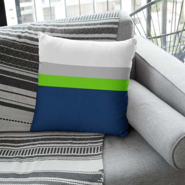 Navy, Grey, Lime Green Colorblock Throw Pillow (Creator Uploaded)