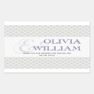 Navy grey Moroccan tile ampersand wedding favour Rectangular Sticker