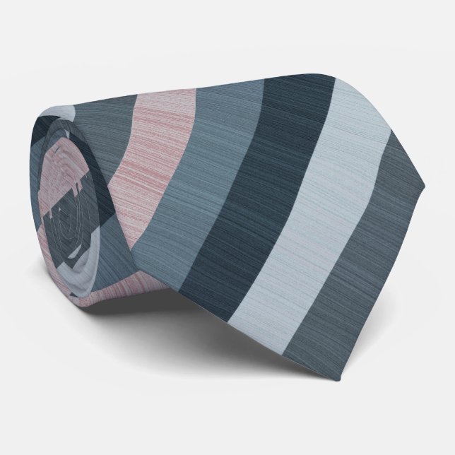 Navy Grey Pink Striped Tie (Rolled)