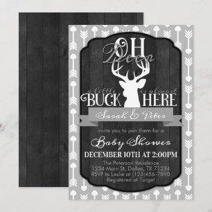 Navy Grey Tribal Deer Baby Shower Invitation