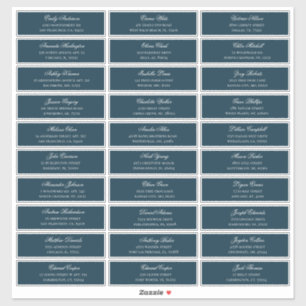 Navy guests names address. Wedding shipping labels