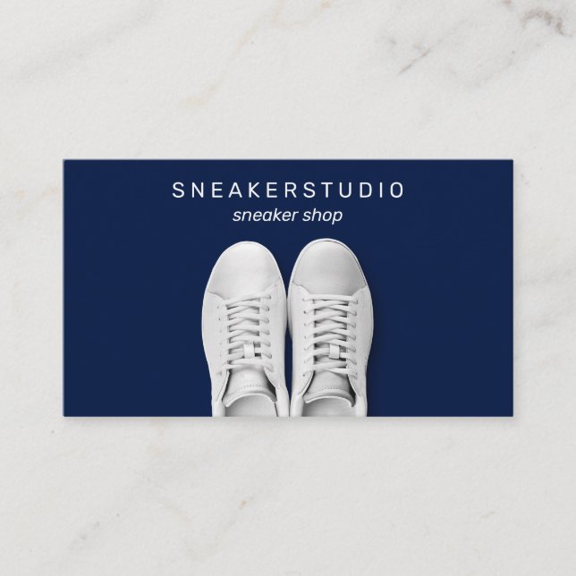 Navy Gym Walking Trekking Sport Sneaker Shoes Business Card (Front)
