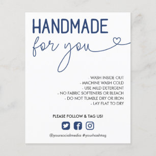 Navy Handmade For You Wash Instructions Photo Flyer