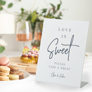 Navy   Handwritten Script Wedding Dessert Table Pedestal Sign