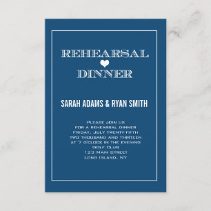 Navy Heart Wedding Rehearsal Dinner Invitations