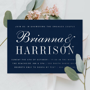 Navy His and Hers Elegant Couples Shower Silver