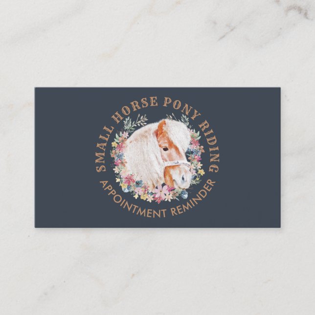 Navy Horse Pony Ride Walk Breed Appointment Business Card (Front)