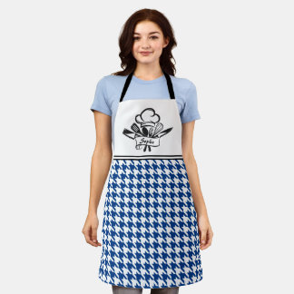 Navy Houndstooth Personalised Apron