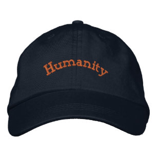 Navy Humanity Text-Hat Simple Powerful Statement Embroidered Hat