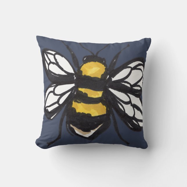 Navy Humble Bumblebee Cushion (Front)