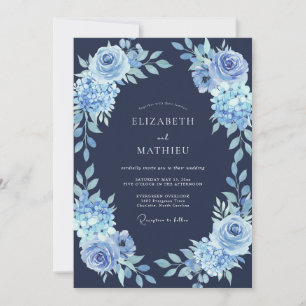 Navy Icy Winter Wedding Invitation