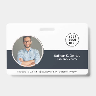 Navy ID Employee Photo ID Company Security Badge
