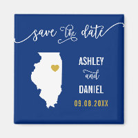 Navy Illinois Wedding Save the Date Map