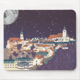 Navy Illustration View  Mouse Mat