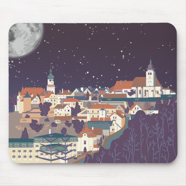 Navy Illustration View  Mouse Mat (Front)