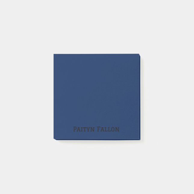 Navy Indigo Professional Minimalist Black Script Post-it Notes (Front)