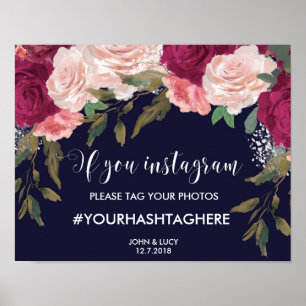 navy instagram sign wedding hashtag