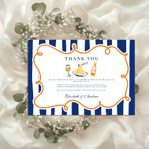 Navy Italian Food Wedding Doodles Thank You Card