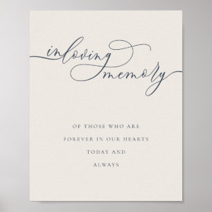 Navy Ivory Funeral Wedding in Loving Memory Poster