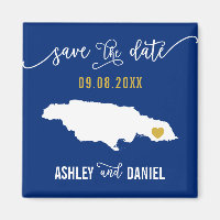 Navy Jamaica Wedding Save the Date Map