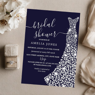 Navy Jewel Dress Bridal Shower Invitation