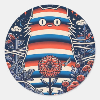 Navy Kat Laptop Classic Round Sticker