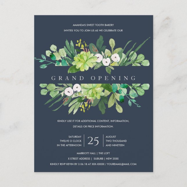 NAVY KRAFT FOLIAGE FRAME GRAND OPENING CEREMONY POSTCARD (Front)