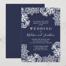 Navy Lace Applique Elegant Wedding