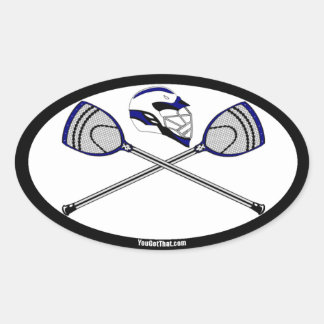Navy Lacrosse Goalie Sticks and Helmet Oval Sticker