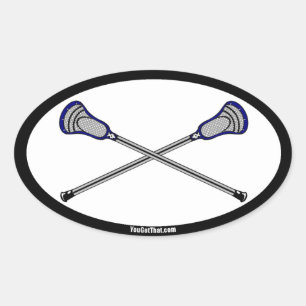 Navy Lacrosse Sticks Oval Sticker