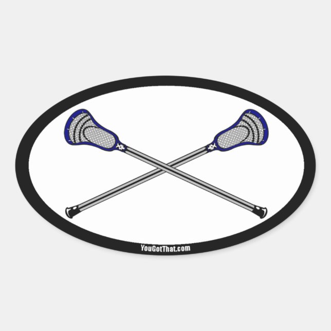 Navy Lacrosse Sticks Oval Sticker (Front)