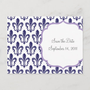 Navy/Lavender Save the Date Postcard