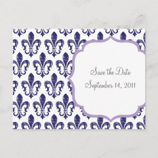 Navy/Lavender Save the Date Postcard