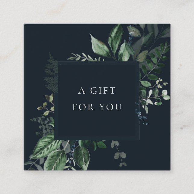 Navy Leafy Tropical Foliage Fern Gift Certificate (Front)