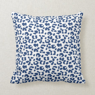 Navy Leopard Print Throw Pillow