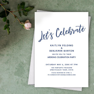 Navy Let's Celebrate Casual Modern Reception-Only Invitation