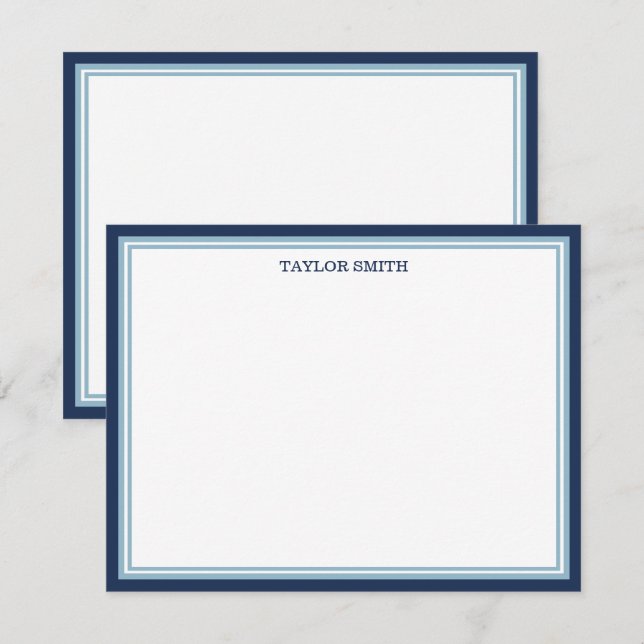 Navy & Light Blue Borders Add Your Name Card (Front/Back)
