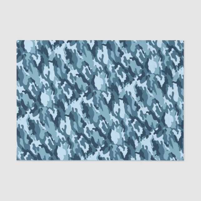 Navy & Light Blue Camouflage Pattern Tissue Paper (Front)