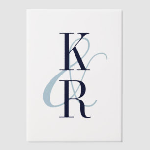 Navy & Light Blue Elegant Initials & Ampersand Vellum Invitations