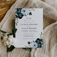 navy light blue floral wedding