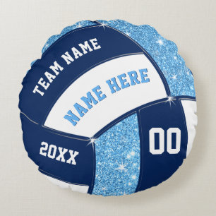 Navy, Light Blue Gifts for Volleyball Players Round Cushion
