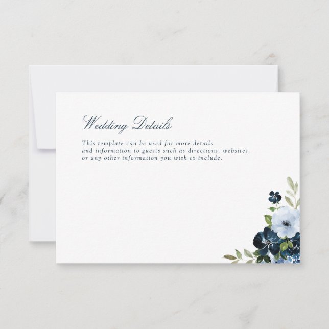 navy & light blue wedding details card (Front)