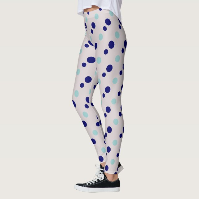 Navy & Light Green Dots Leggings (Left)